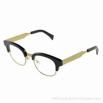 Retro acetate eyebrow and metal rim optical frame, OEM and ODM orders are accepted